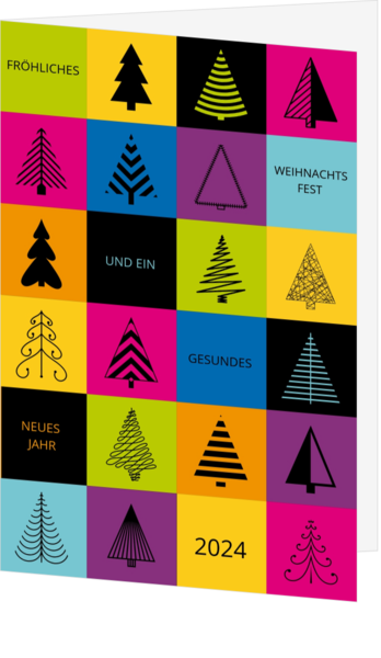 Weihnachtskarte - Illustrierte Weihnachtsbäume