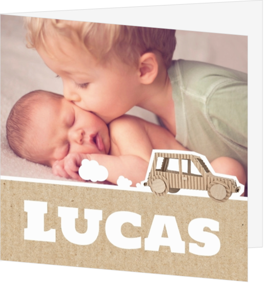 Geburtsanzeige Lucas - Auto aus Karton