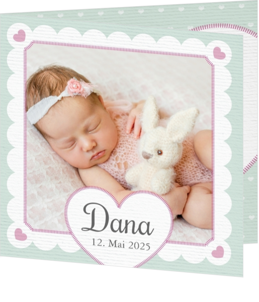 Geburtsanzeige Dana - Herzmuster