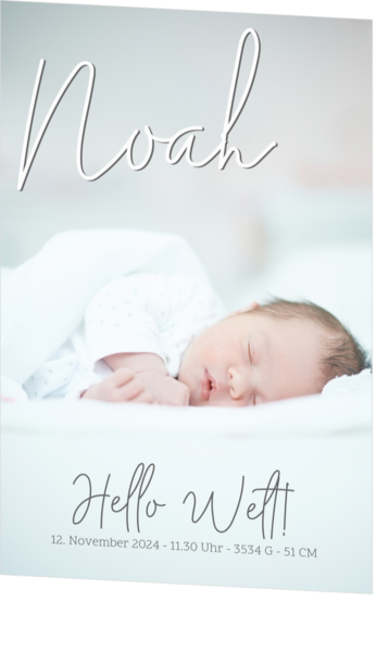 Geburtskarte Noah - Fotokarte Hello Welt!