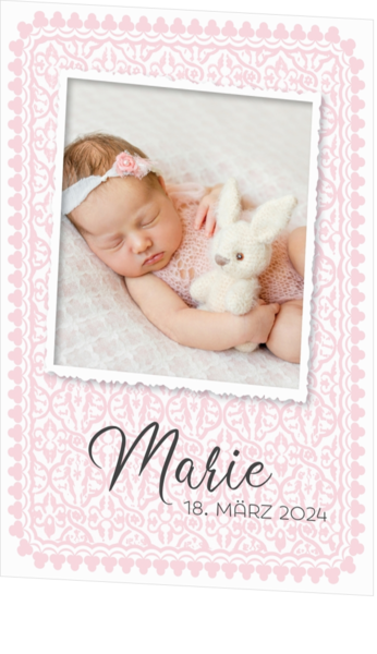Geburtskarte Marie - Fotokarte mit Blumenmuster