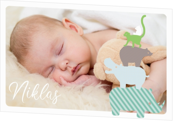 Geburtskarte Niklas - Tierparade Blau