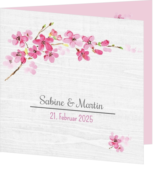 Hochzeitskarte - Rosa Blütenzweig