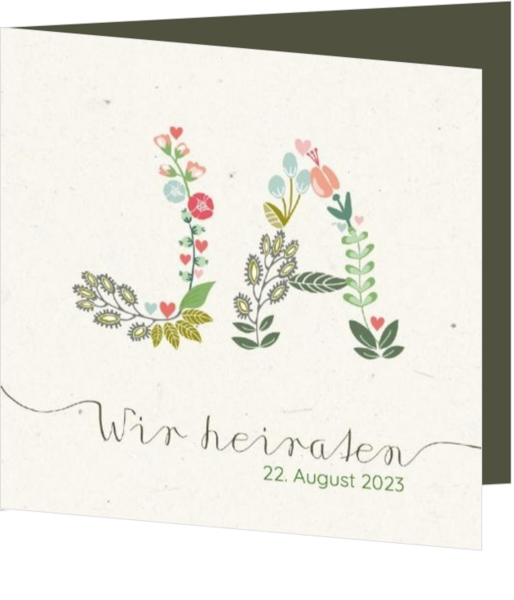Hochzeitskarte - Blumen JA