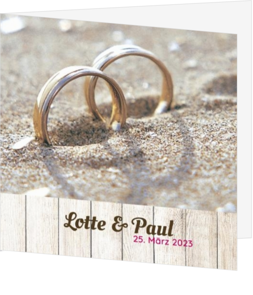 Hochzeitseinladung - Ringe im Sand