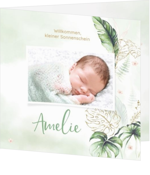 Geburtskarte Amelie - Romantische Botanische Pflanzen