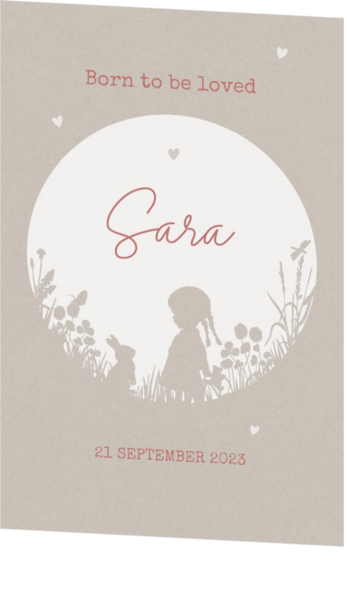 Geburtskarte Sara - Silhouette Mädchen