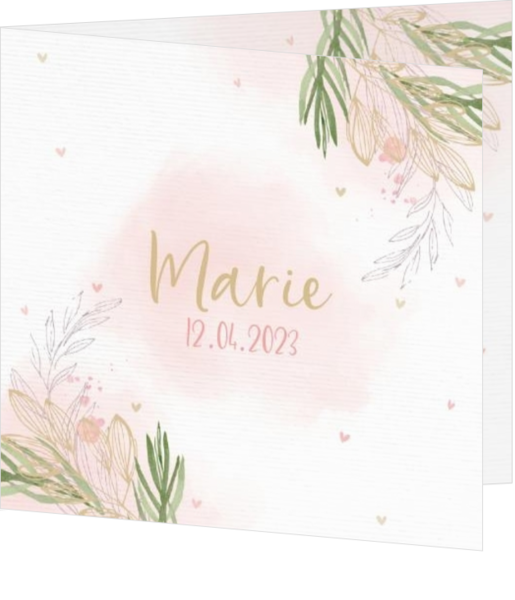 Geburtskarte Marie - Pink Aquarell
