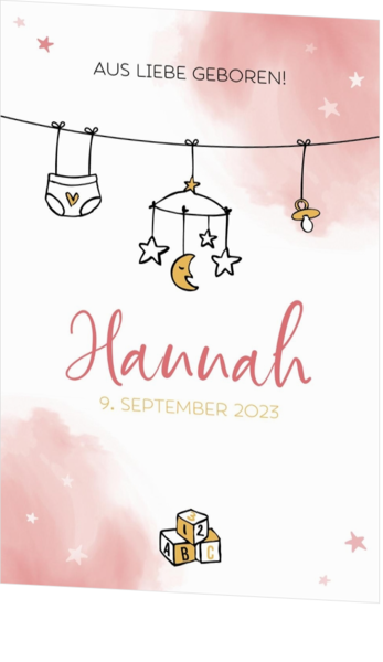 Geburtskarte Hannah - Wäscheleine