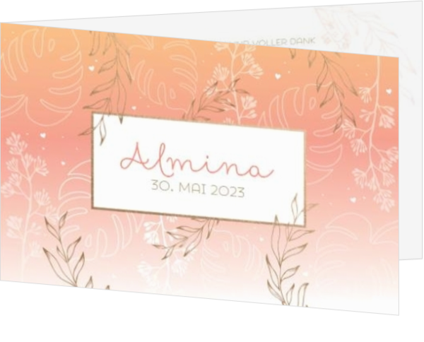 Geburtskarte Almina - Botanisch Pink