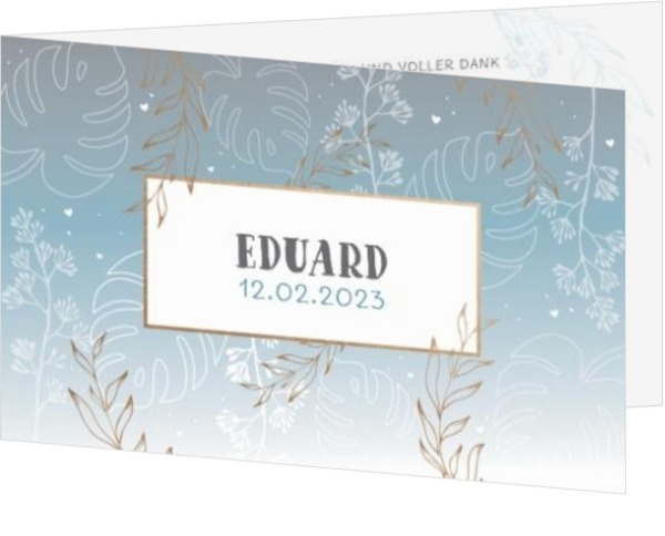 Geburtskarte Eduard - Botanisch blau
