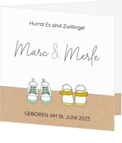 Geburtskarte Marc & Merle - Schuhe