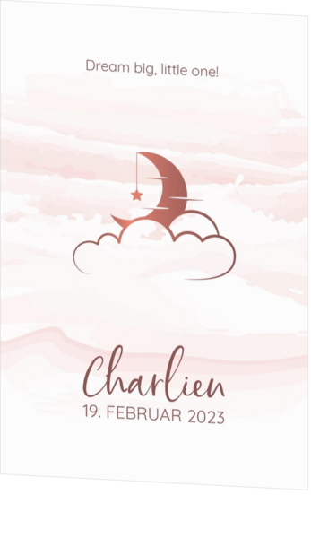 Geburtskarte Charlien - Mond und Wolke