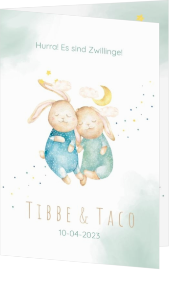 Geburtskarte Tibbe & Taco - Süße Häschen