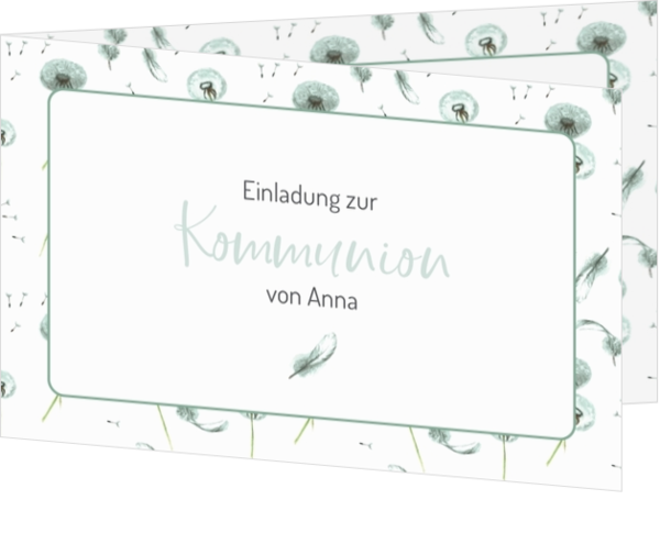 Kommunion Einladung Anna - Löwenzahn Minze