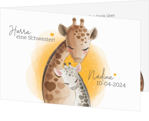 Geburtsanzeige Nadina - Grosse und kleine Giraffe