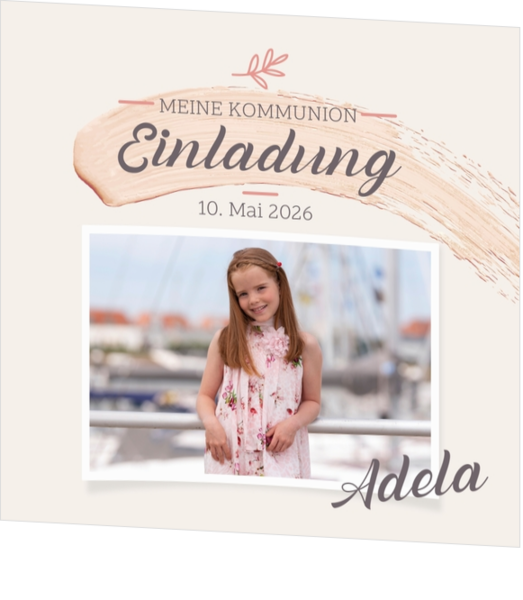 Kommunion Einladung Adela - Pastell Farbkleckse