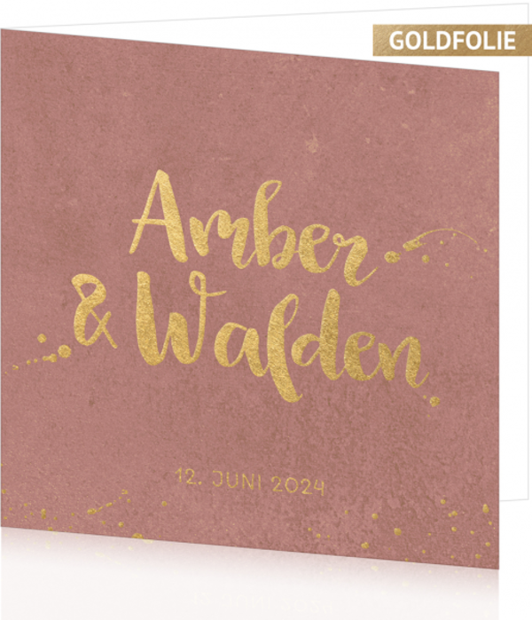 Hochzeitskarte - Altrosa und Gold