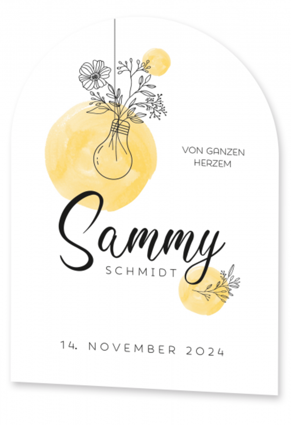 Geburtsanzeige Sammy - Linienzeichnungsblumen