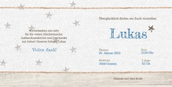 Geburtskarte Lukas   Eigenes Foto mit Etikett auf Holz Innenseite