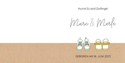 Geburtskarte Marc & Merle   Schuhe Rückseite/Vorderseite