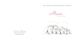 Geburtskarte Alison   Handgezeichnete Füße Rückseite/Vorderseite