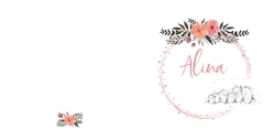 Geburtsanzeige Alina   Blumen mit Füßen Rückseite/Vorderseite