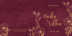 Hochzeitskarte   Schicke Wildblumen Rückseite/Vorderseite