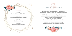 Hochzeitskarte   Aquarellblumen mit Rahmen Innenseite