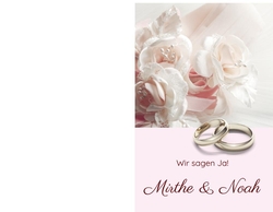 Hochzeitskarte   Romantische Rosen Rückseite/Vorderseite