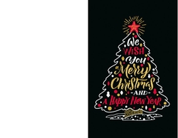Weihnachtskarte   Kalligraphie Weihnachtsbaum Rückseite/Vorderseite